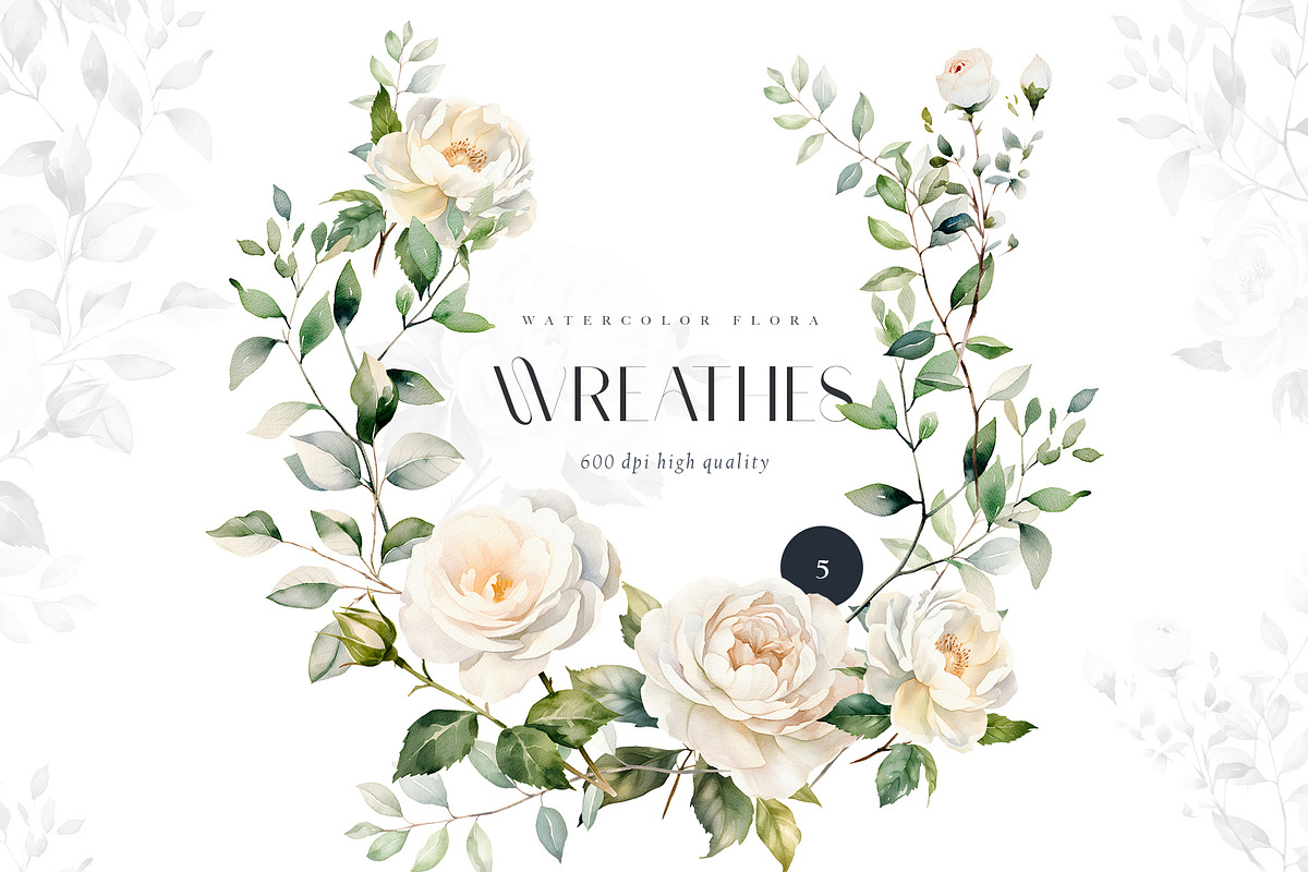 Watercolor winter floral clipart, a Seasonal Illustration by MariGraphic boutique (Photo 5 of 9)