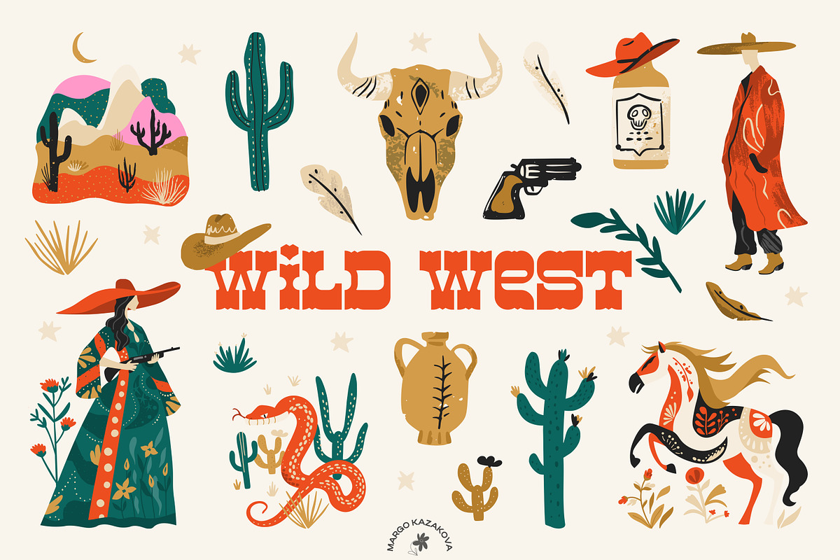 Wild West / illustrations & patterns, an Illustration by by Margo (Photo 1 of 15)