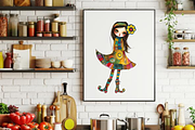 QUIRKY FOLK GIRLS CLIPART SET, a Person Illustration by Daring Digies (Thumbnail 7 of 7)