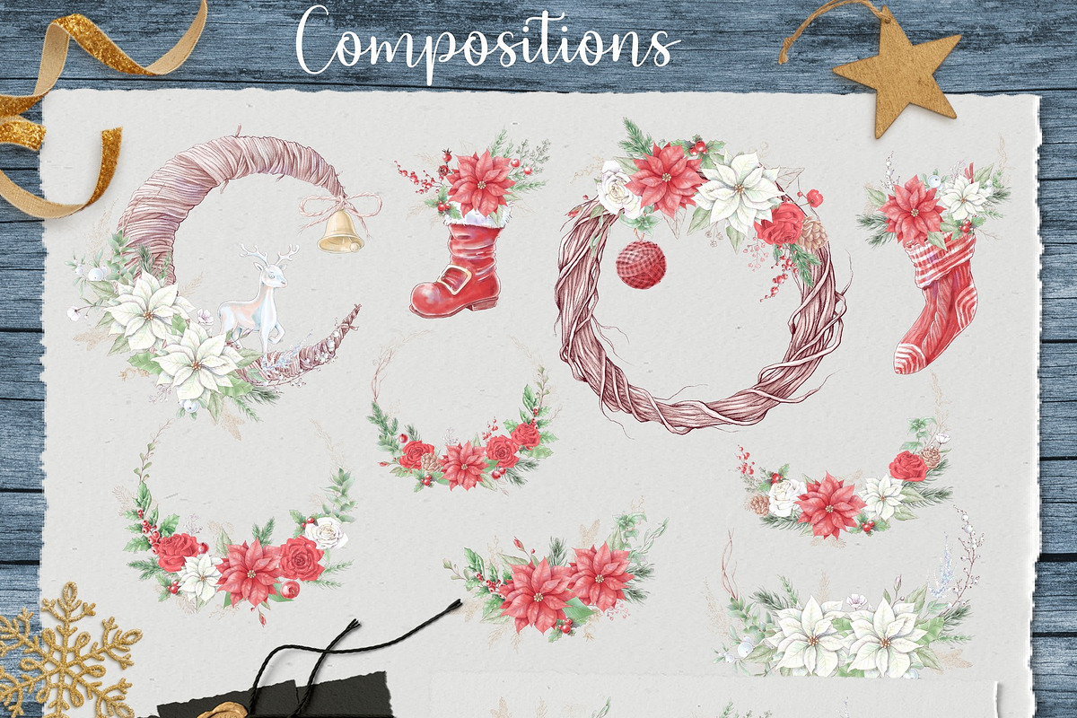 Christmas Watercolor clipart, a Decorative Illustration by Yuliya Art (Photo 3 of 11)