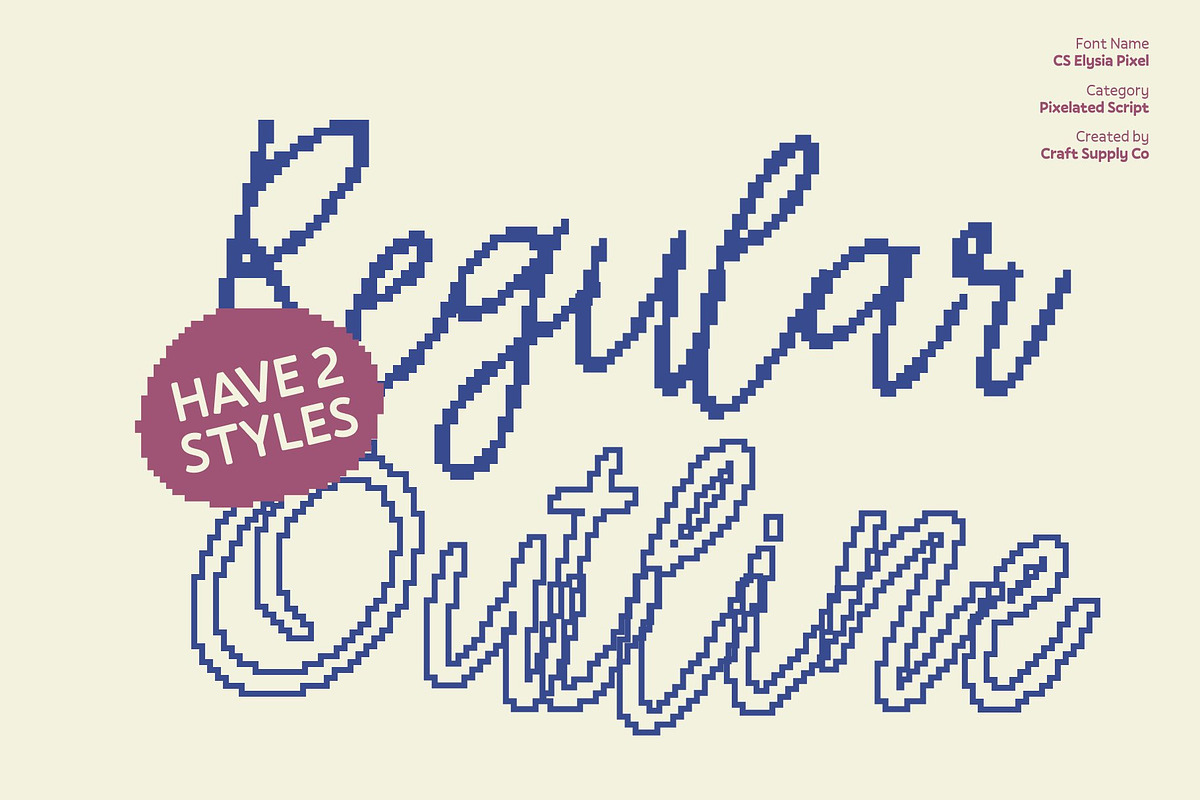 CS Elysia Pixel, a Script Font by Craft Supply Co. (Photo 4 of 8)