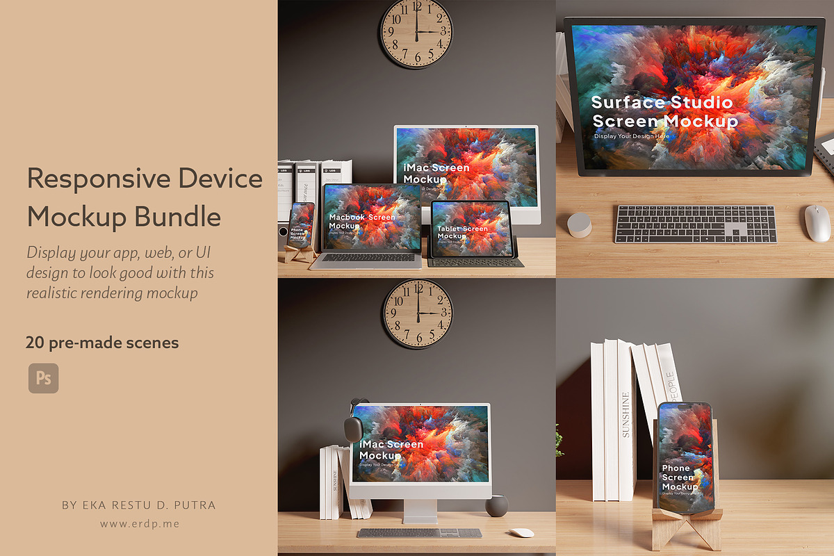 Devices Mockup Bundle for UI Design, a Device Mockup by Eka Restu D. Putra (Photo 1 of 12)