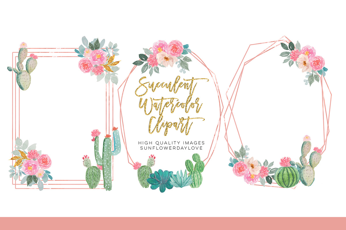 Succulent Watercolor Clipart Cactus, an Illustration by Sunflower Day Love (Photo 1 of 4)