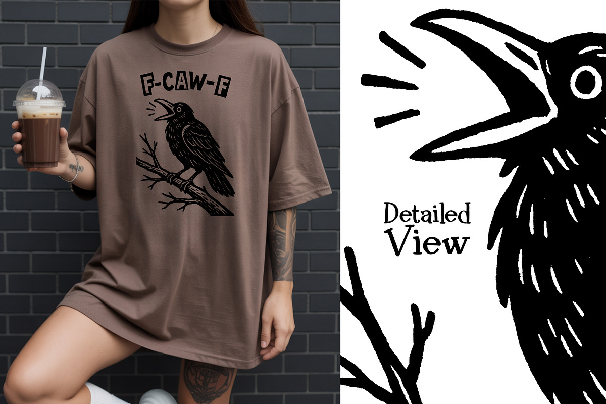 F-CAW-F Crow Sublimation PNG Set, an Animal Illustration by Heather Green Designs (Photo 2 of 5)