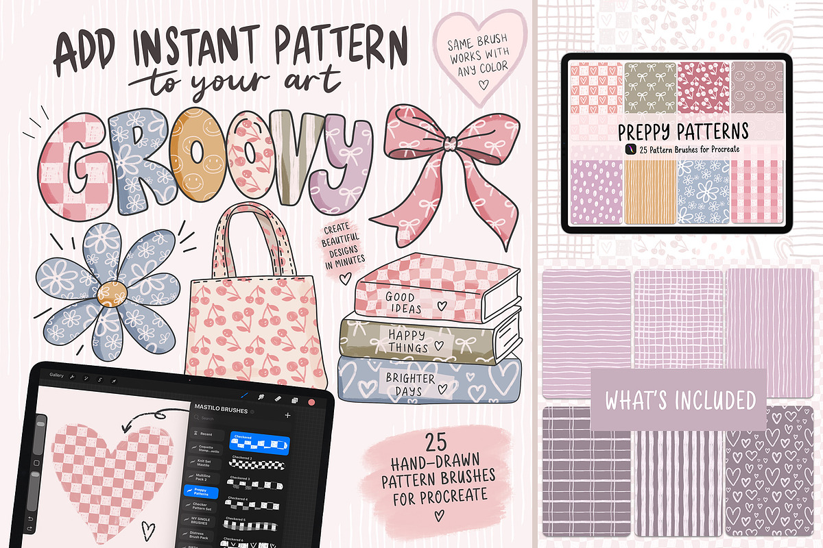 Gingham Checkered Procreate Brushes, a Brush Add-On by Mastilo Designs (Photo 1 of 8)