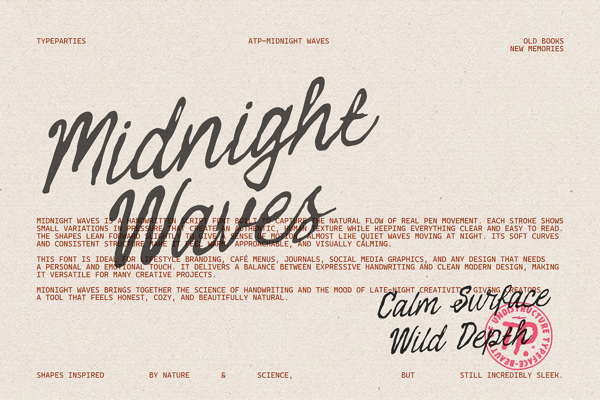 Midnight Waves - Handwritten Font, a Script Font by Typeparties (Photo 5 of 10)