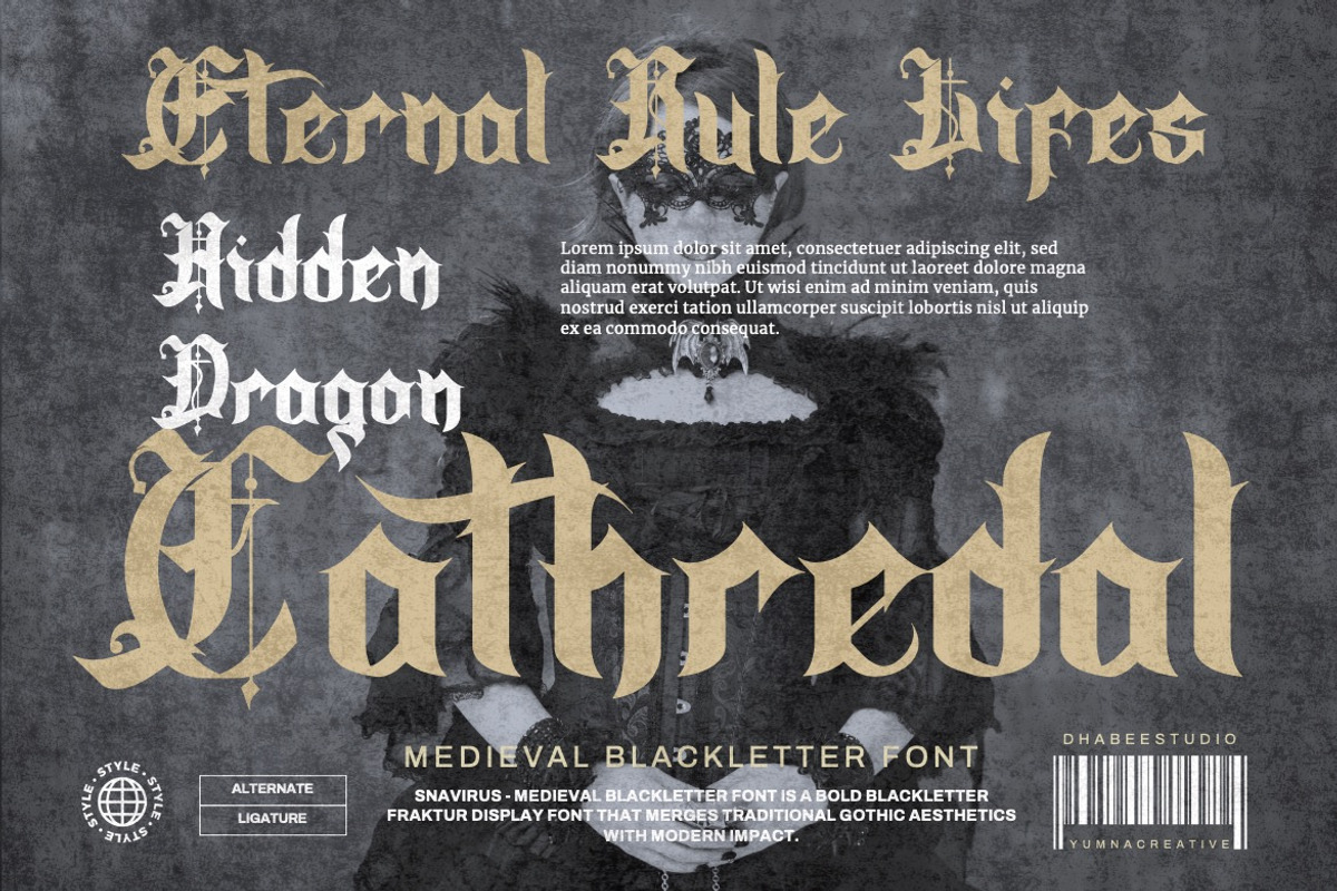 Snavirus - Medieval Blackletter Font, a Blackletter Font by Dhabee (Photo 16 of 16)