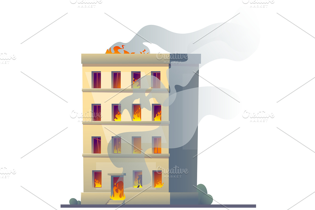 Severe fire in apartment building, an Object Illustration by Vectorbuum