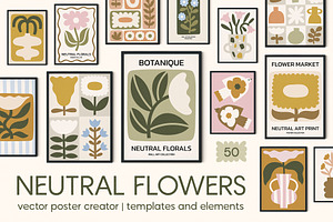 Neutral Flowers Vector Print Creator, an Object Graphic by ArtFM