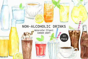 Watercolor Non-alcoholic Drinks