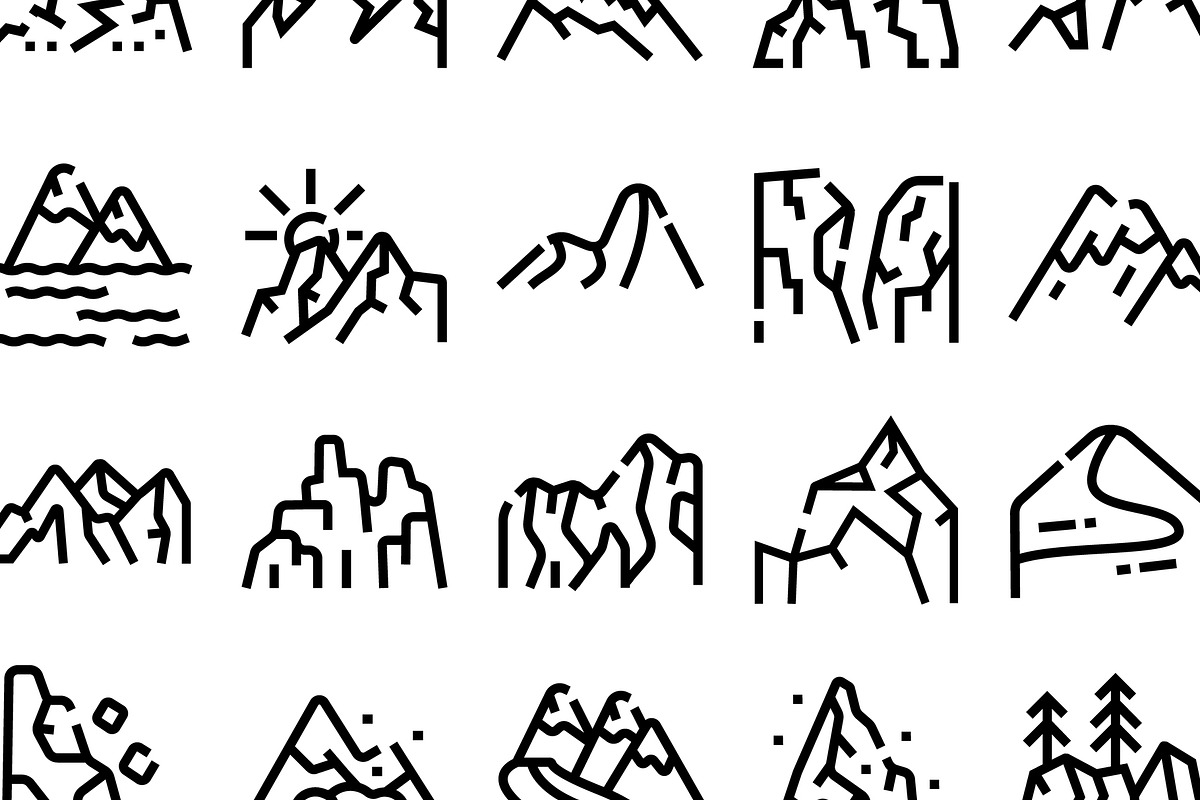 Mountain peaks line icons set, an Object Graphic by pikepicture (Photo 3 of 3)