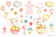 Nursery elephants Watercolor clipart, an Animal Illustration by UlitkaStudio (Thumbnail 3 of 7)