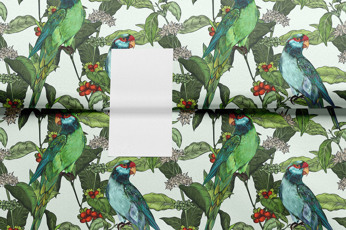 Rainforest jungle pattern parrots, a Wallpaper Graphic by FleurArt (Photo 4 of 10)