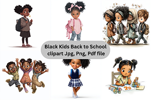 Black Kids Back to School clipart, an Education Illustration by Creative design