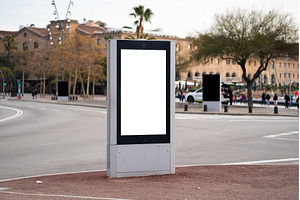 Digital street kiosk displaying a, an Architecture Photo by volodymyrshtun13795