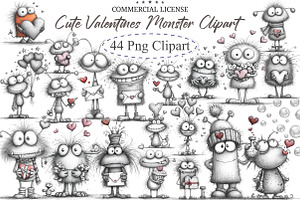 Whimsical Cute Valentines Monster Cl, an Illustration by designcity5