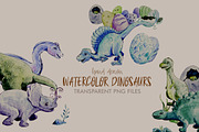 Hand drawn Watercolor Dinosaurs, a Pattern Graphic by Natsuhisui (Thumbnail 2 of 6)