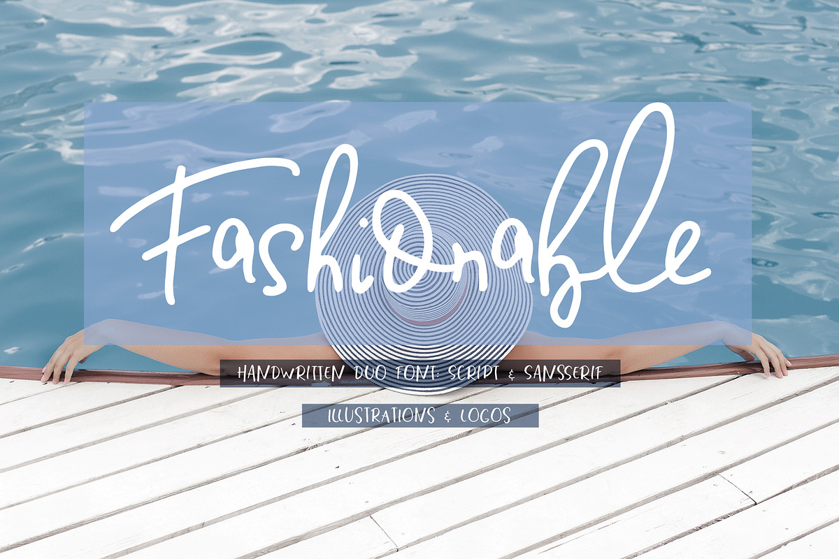 Fashionable Duo Font & Illustr., a Script Font by Designwork (Photo 1 of 20)