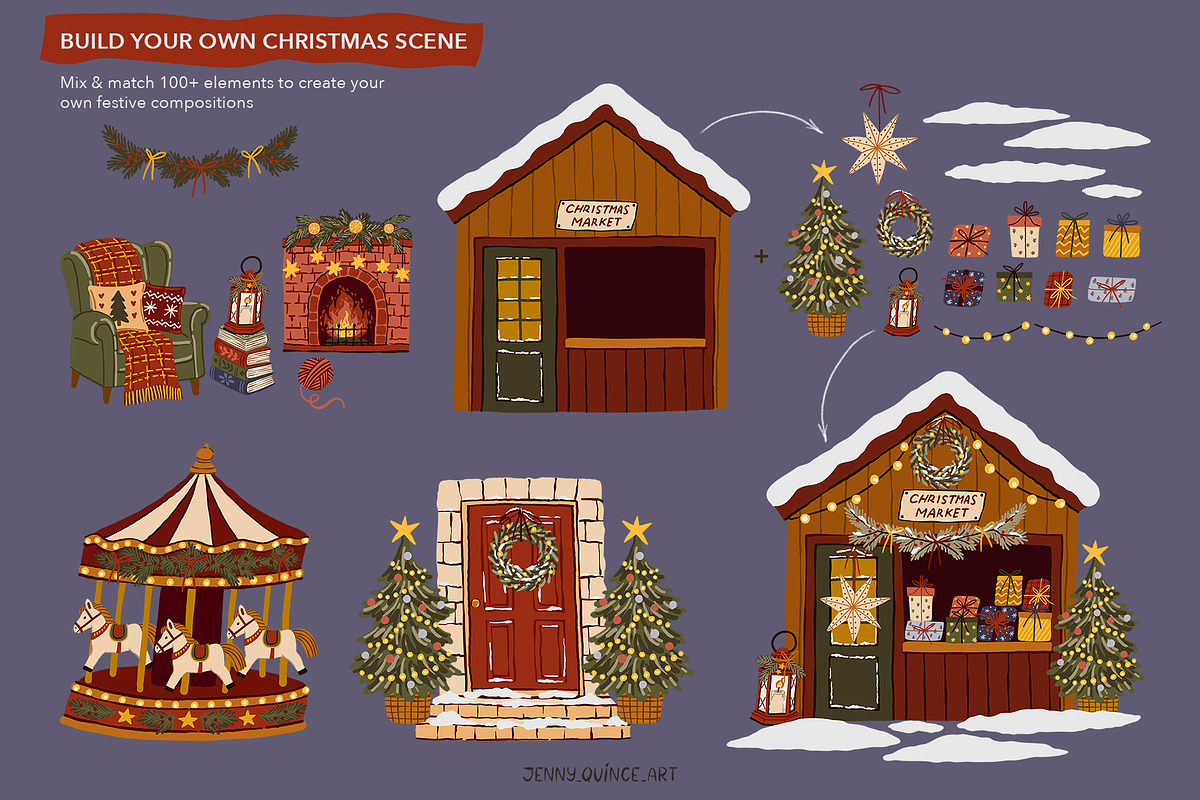 Cozy Christmas – Vector Clipart, a Seasonal Illustration by Jenny Quince (Photo 4 of 14)