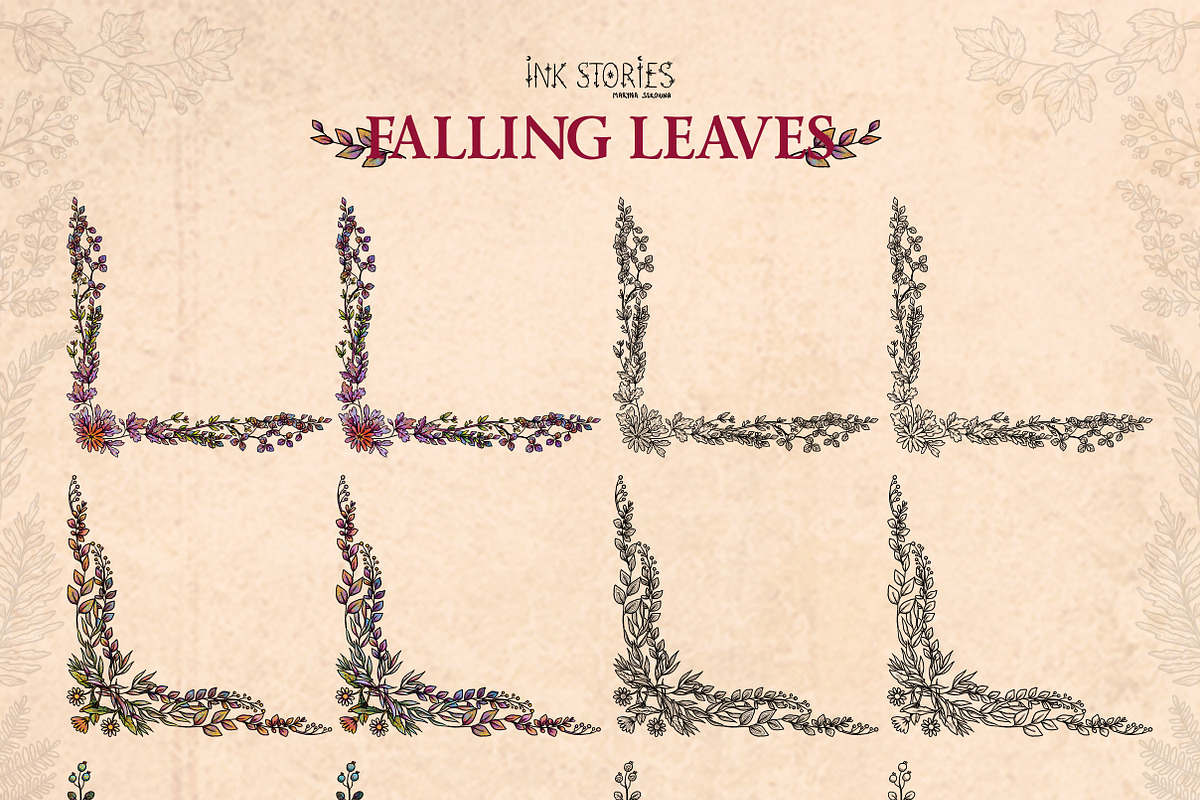 Falling Leaves Vintage Autumn Bundle, a Seasonal Illustration by Ink Stories (Photo 12 of 20)