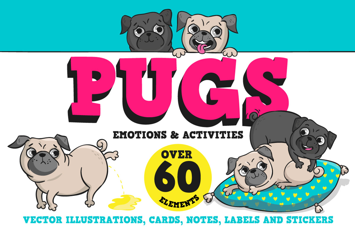 Pugs. Emotions and activities., an Illustration by Martyshova (Photo 1 of 5)