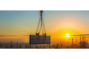 Construction crane lifting block at, an Industrial Photo by piter.goskov