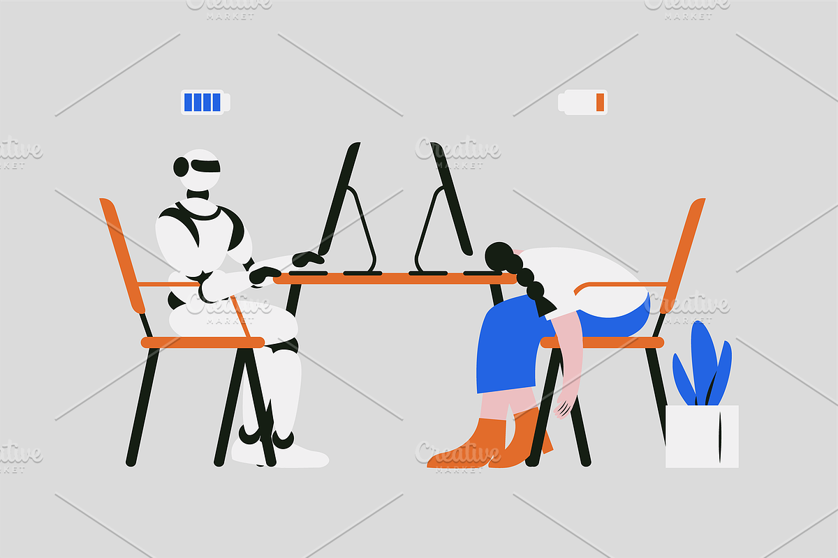 AI Robot vs Humanity Illustration, a Technology Illustration by Jump Studio (Photo 5 of 10)