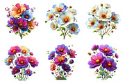 Watercolor Cosmos Flowers Clipart, an Illustration by Dream Creation (Thumbnail 2 of 7)
