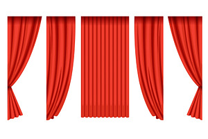 Red Silk Curtains Collection, an Object Illustration by TopVectors