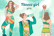 Fitness Girl Clipart Girls, a Sport Illustration by GlamArtZhanna (Thumbnail 1 of 4)