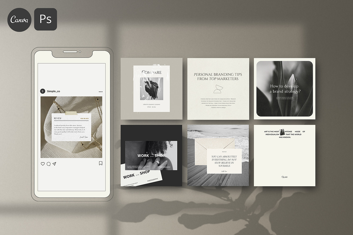 CANVA & PS / Aster Social Media Pack, a Social Media Template by Simple có (Photo 1 of 13)