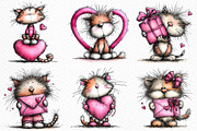 Whimsical Cats Valentine's Day PNG, an Illustration by Craft Nest (Thumbnail 4 of 11)