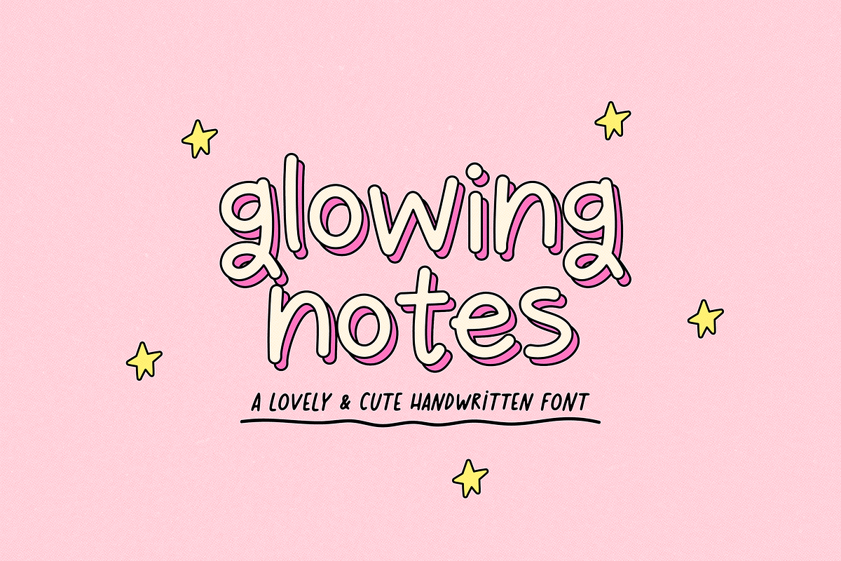 GLOWING NOTES | CUTE FONT, a Handwritten Font by Maria Feliz Fonts (Photo 1 of 10)