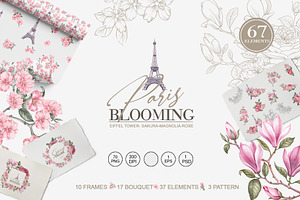 Blooming Paris. Motifs,Frame,pattern