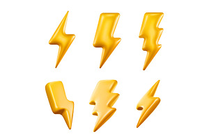 3D lightning bolt glossy plastic, an Object Illustration by winwin.art