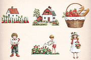 Strawberry Cottage Spring Watercolor, an Illustration by Digital Artistic99 (Thumbnail 2 of 11)