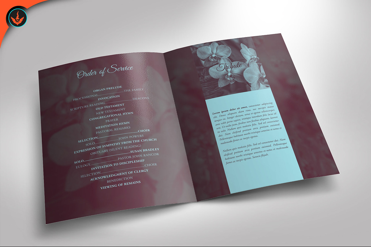 Funeral Program 20 Lavender Orchids, a Brochure Template by SeraphimChris (Photo 3 of 5)