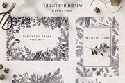 Forest Christmas  b&w, a Decorative Illustration by Lisla (Thumbnail 6 of 11)