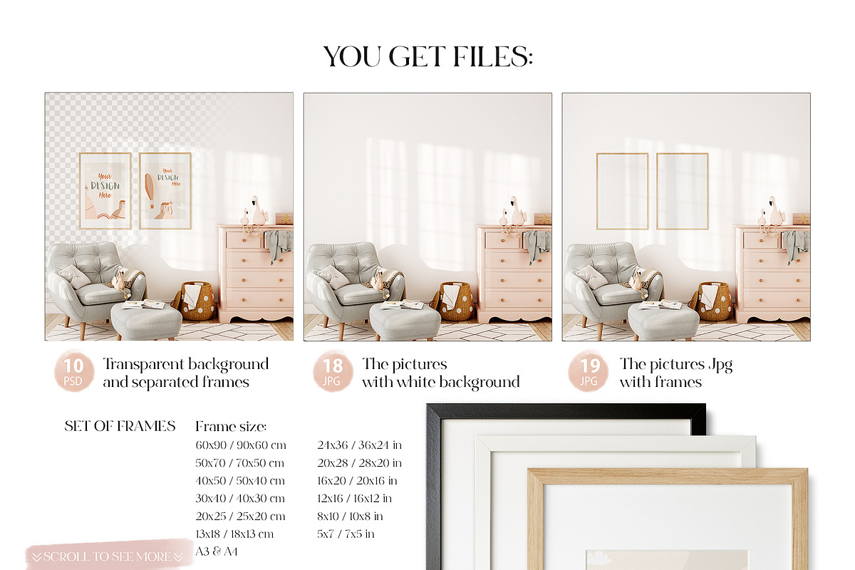 Kids Wall & Frame Mockup Bundle 7, a Print Template by Yuri-U (Photo 21 of 22)