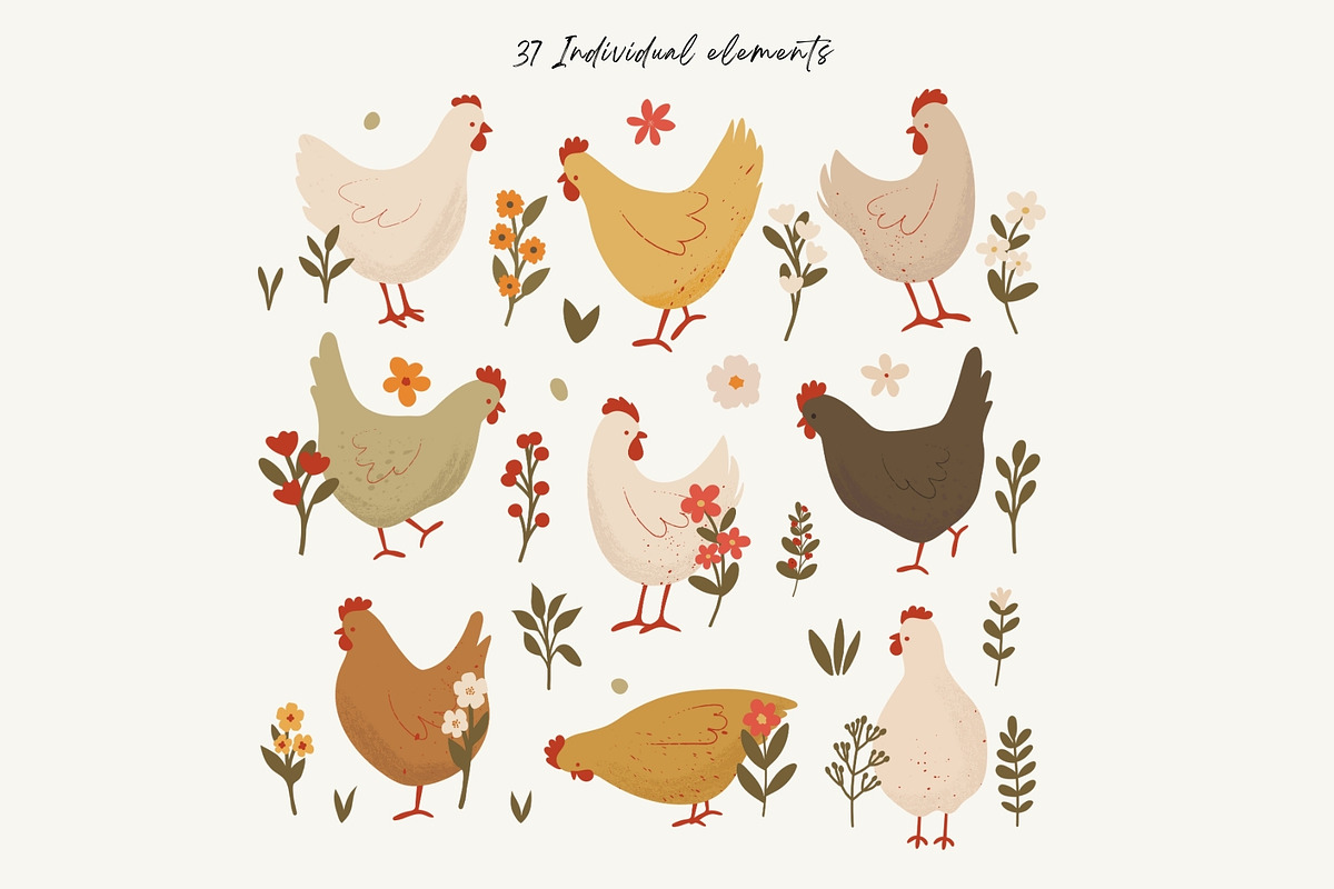 Cute Chickens & Florals Nursery Art, an Animal Illustration by Jenteva Art (Photo 15 of 16)