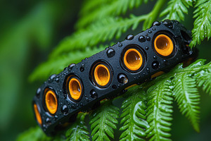 Close-up of a black rubber wristband, a Photo by Tanuart