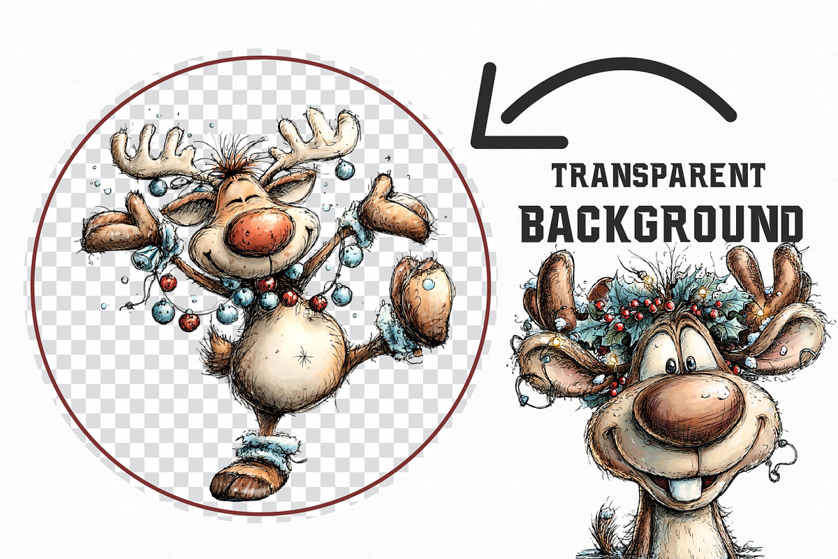 Whimsical Funny Reindeer Clipart, an Illustration by Libby Wishes (Photo 6 of 7)
