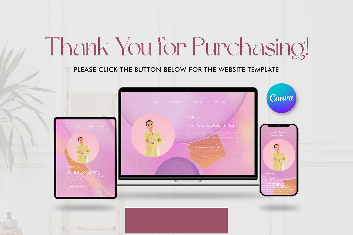 Modern Pink Canva Website Template, a Landing Page Template by ByKopi (Photo 6 of 7)