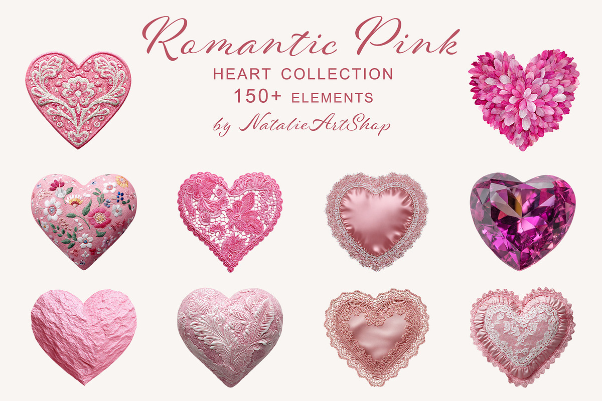 Pink Heart Frames & Elements, an Object Graphic by NatalieArtShop (Photo 4 of 8)