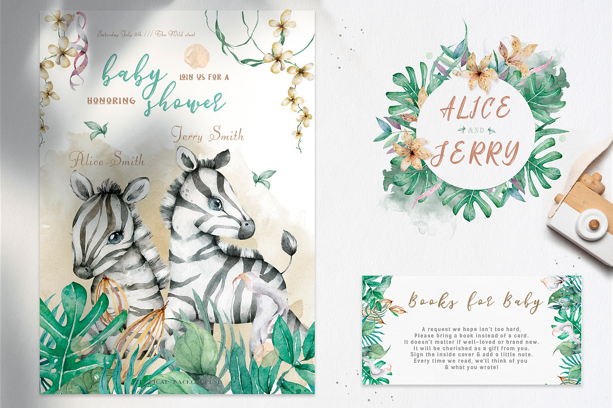 Cute Zebras Watercolor Jungle, an Animal Illustration by Ann Art Houze (Photo 11 of 13)