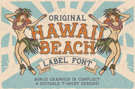 Hawaii Beach. Font & T-shirts, a Blackletter Font by Vozzy Vintage Fonts