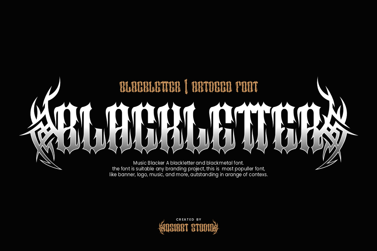 Music Blacker - Gothic Font, a Blackletter Font by Iqsiart Studio (Photo 2 of 11)