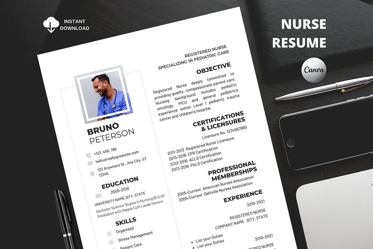 Nurse Resume Template, Modern CV, a Resume Template by MediaKitTemplates (Photo 9 of 11)