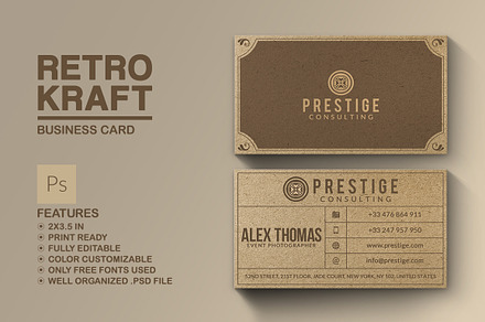 Retro Kraft Business Card, a Business Card Template by Marvel