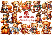 Autumn Teddy Bear Clipart, an Illustration by Dream Creation (Thumbnail 1 of 6)